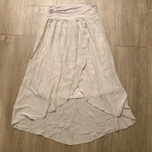 Cream high low wrap skirt